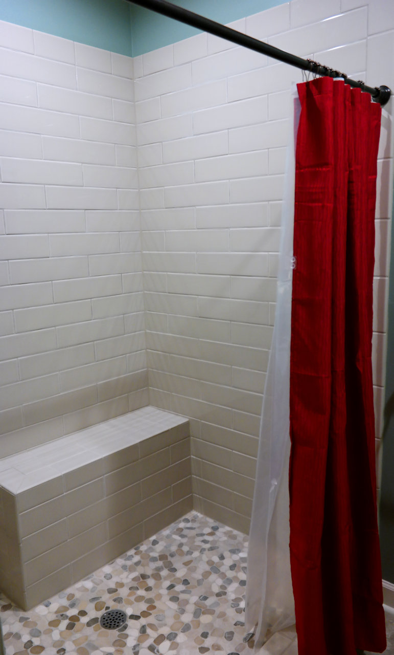 Shower curtain seat area - bathroom project