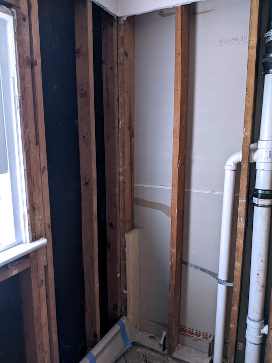 Bathroom remodel wall tear down