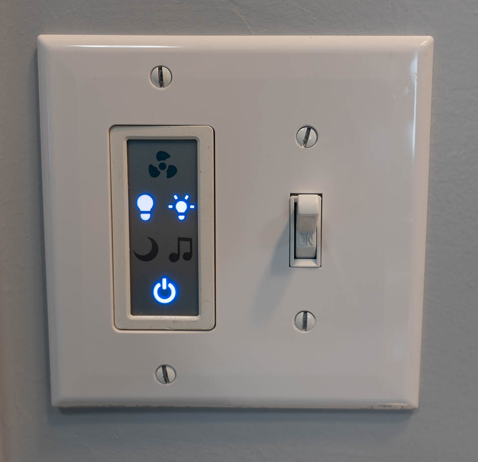 Touch panel for light and fan controls