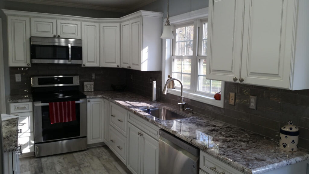 Beautiful kitchen remodel with marble countertops, after shot