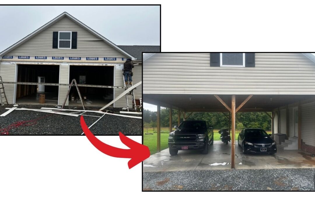 Before and after of a carport conversion